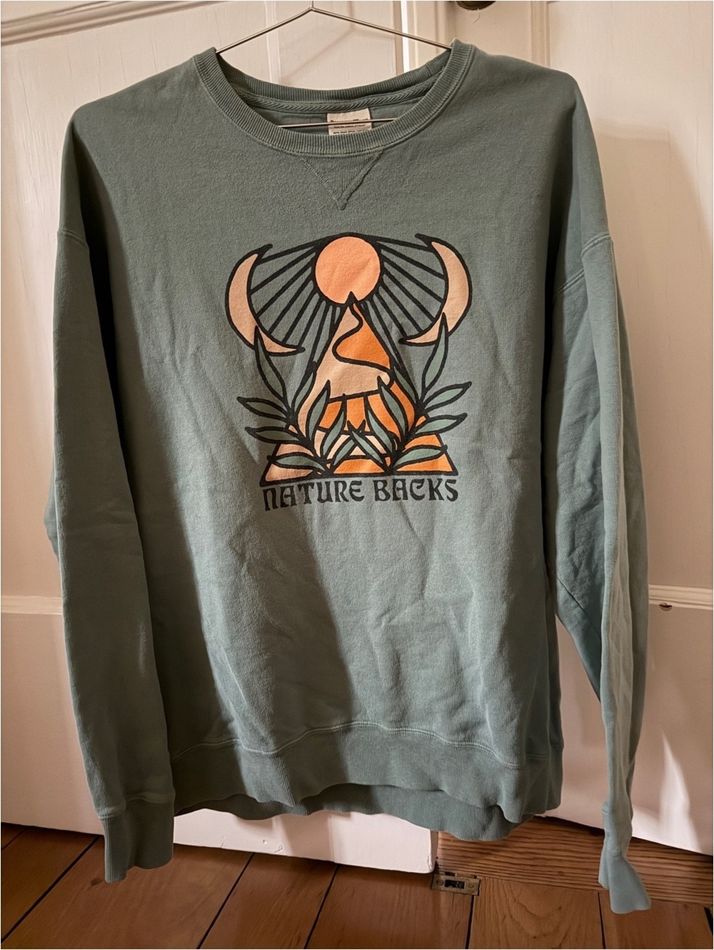 Vintage Comfort Wash green Nature Backs crewneck sweatshirt L